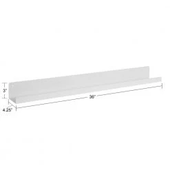 Mezzo 3.00 in. D 36.00 in. W 4.50 in. H White Metal Floating Decorative Wall Shelf by Kate and Laurel -Kate and Laurel Shop white kate and laurel decorative shelving 222053 c3 1000