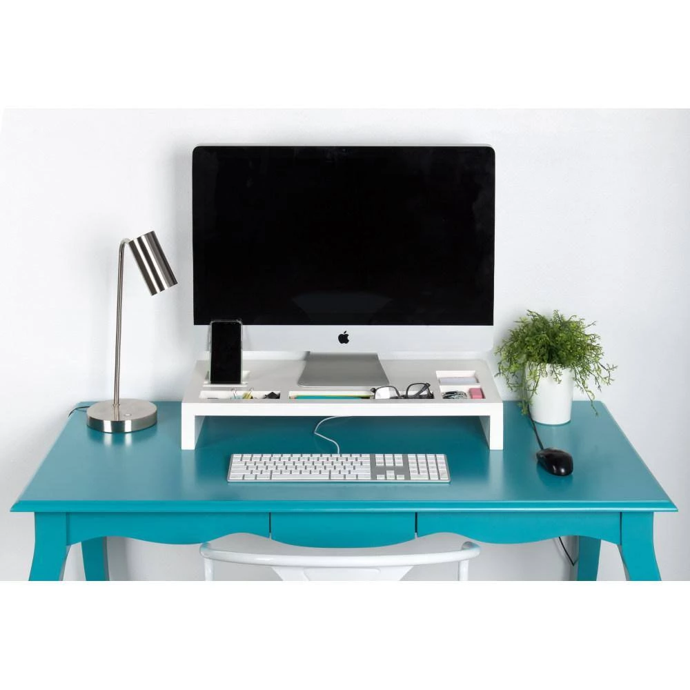 Briggs White MDF Computer Stand by Kate and Laurel 6 Briggs White MDF Computer Stand by Kate and Laurel - Image 4